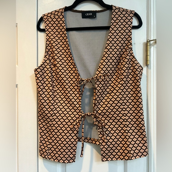 Cider Tops - Cider Black and Orange Patterned Blouse